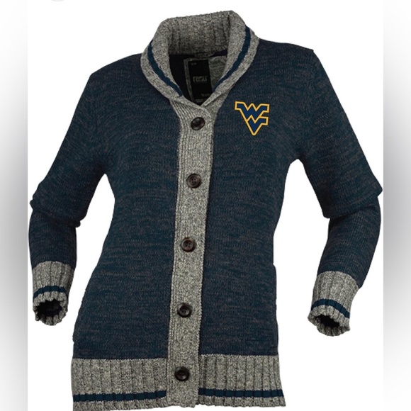 Renu Heathered Navy West Virginia Her Button-Up Work Sock Cardigan Sweater NWT S - Picture 14 of 16